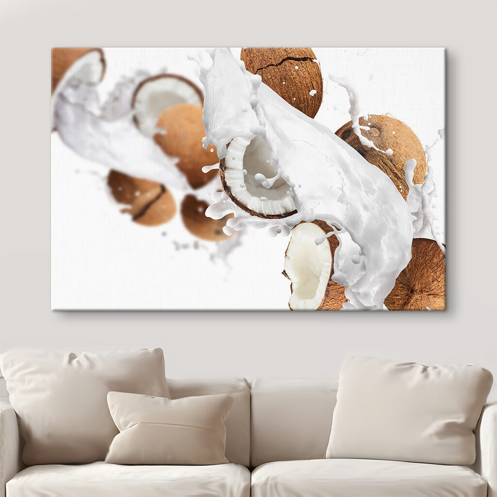 Coconut coconuts and milk splashing