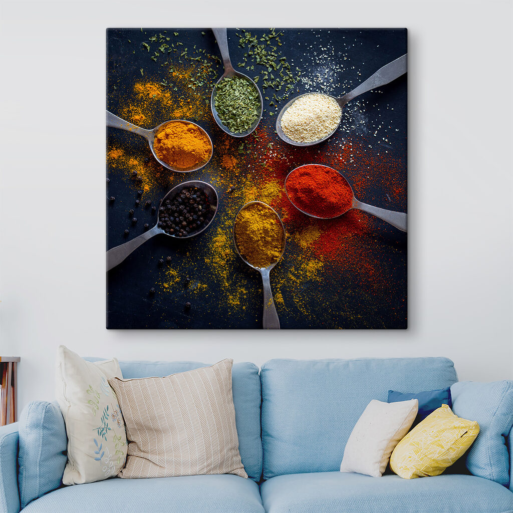 A group of spoons with different spices A group of spoons with different spices