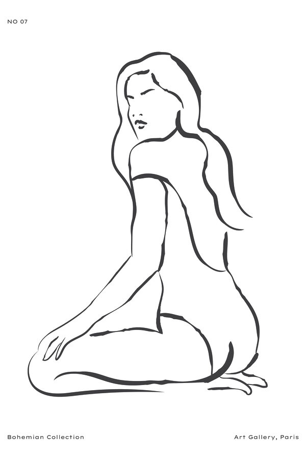 A drawing of a woman sitting A drawing of a woman sitting