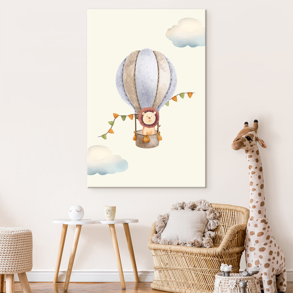 A lion in a hot air balloon A lion in a hot air balloon