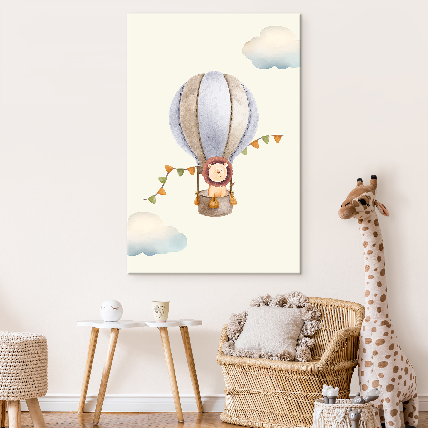 A lion in a hot air balloon A lion in a hot air balloon
