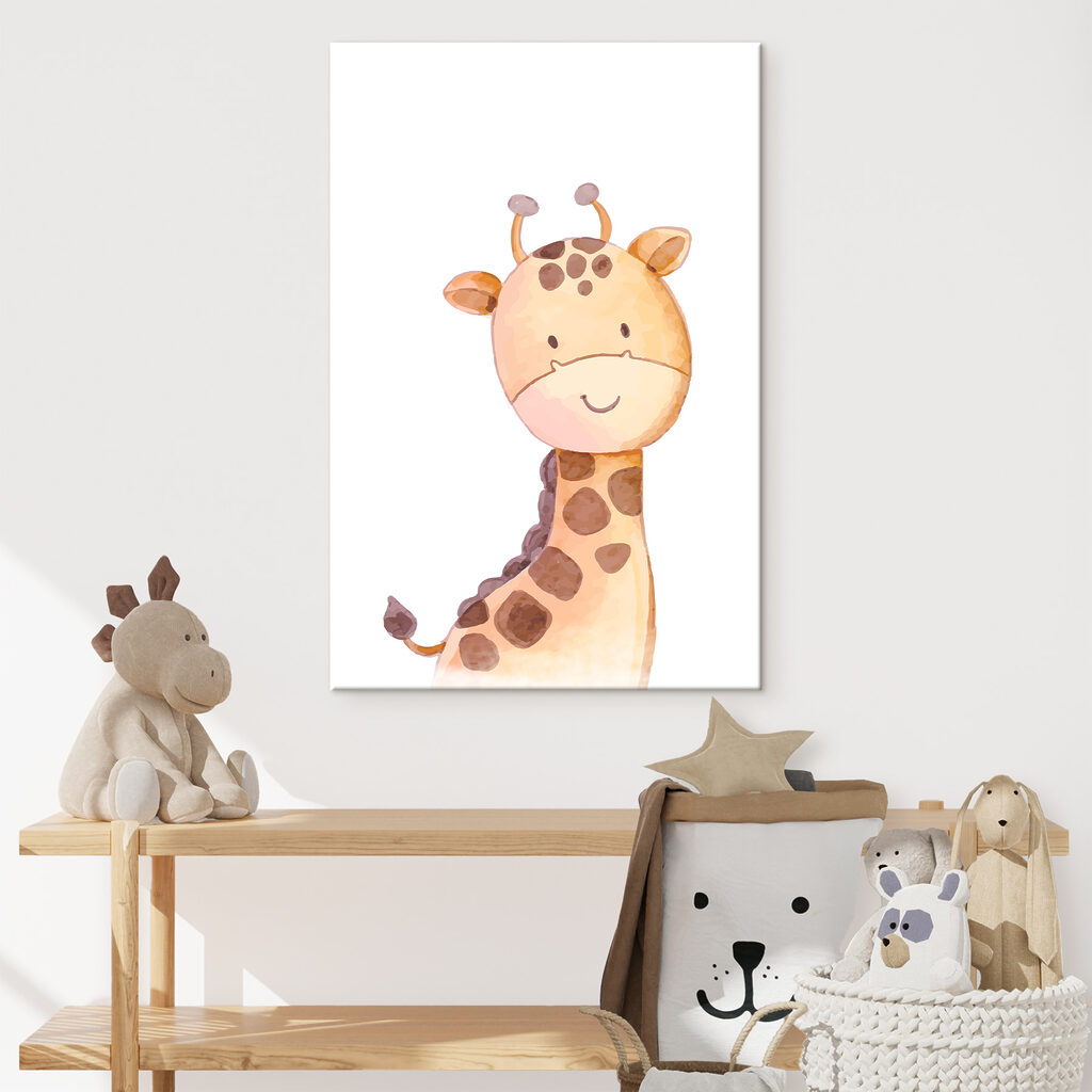 A giraffe with a white background