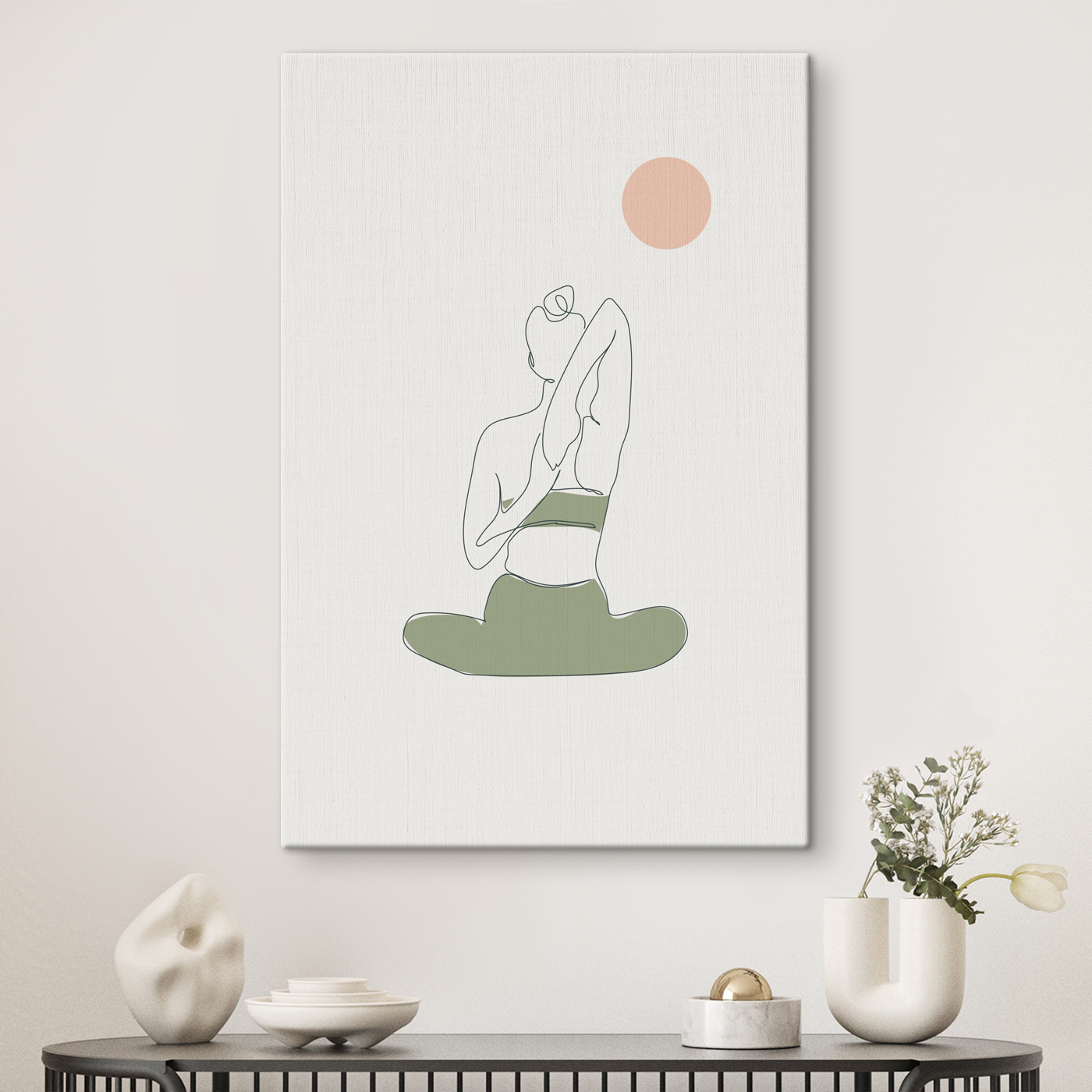 A woman sitting in yoga pose