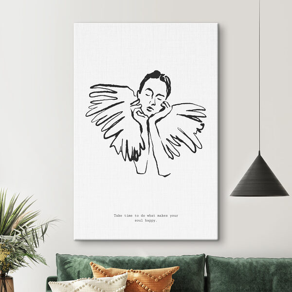 A drawing of a woman with wings