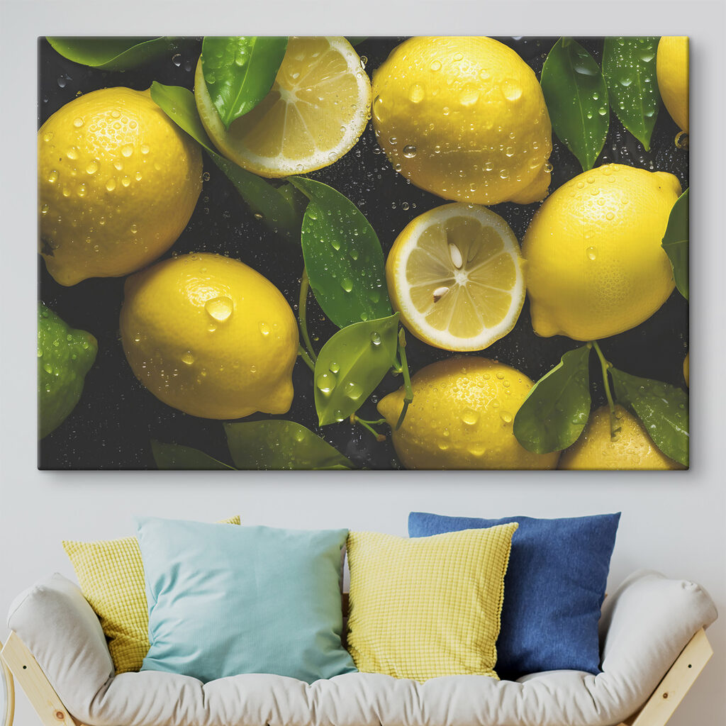 A group of lemons with leaves A group of lemons with leaves