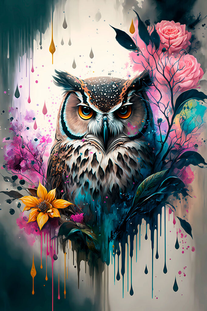 An owl with flowers An owl with flowers