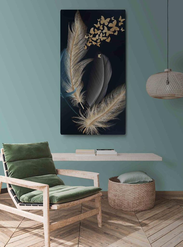 A group of feathers with butterflies A group of feathers with butterflies