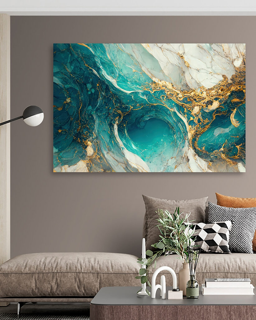 Aquamarine currents swirl into abyss