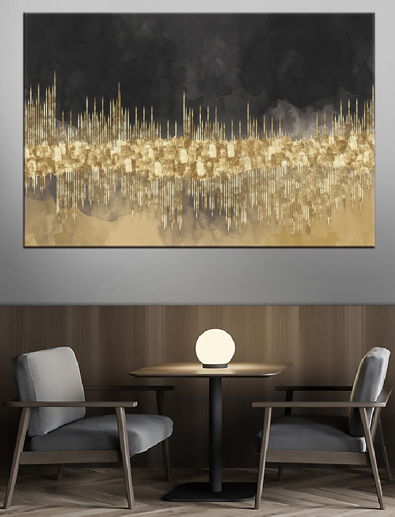 Cityscape abstracted in shimmering hues