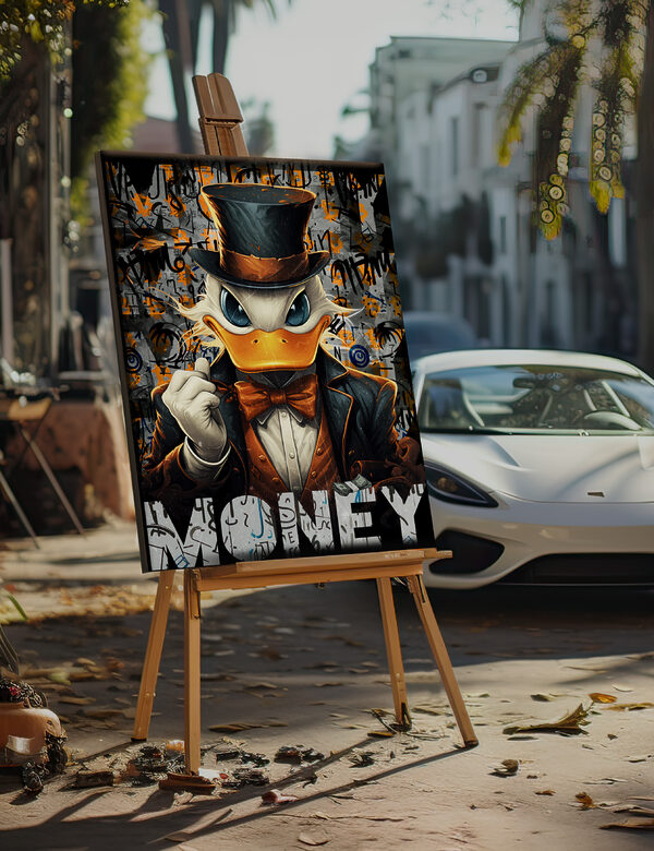 A duck wearing a suit and hat