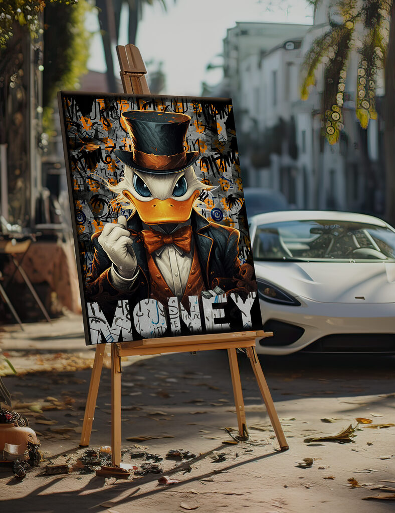 A duck wearing a suit and hat