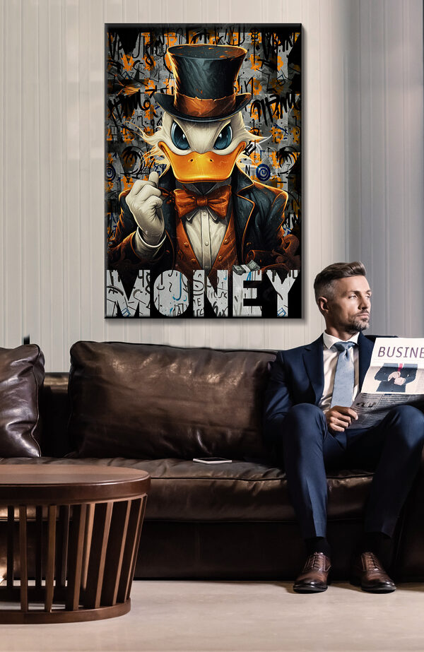 A duck wearing a suit and hat