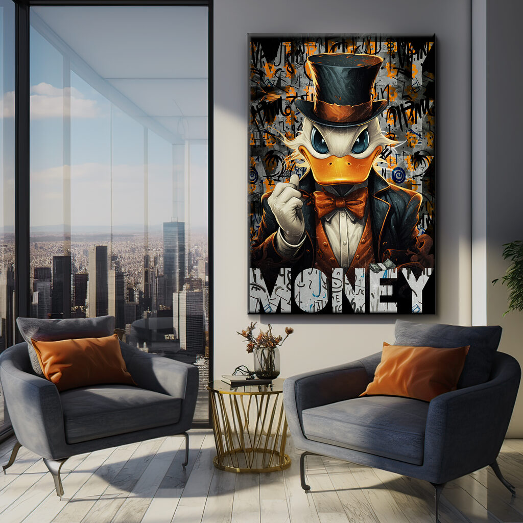 A duck wearing a suit and hat