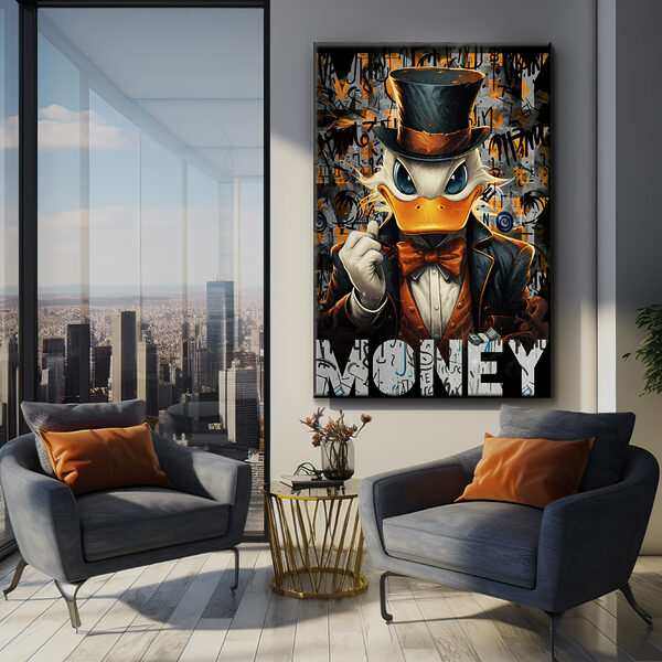 A duck wearing a suit and hat