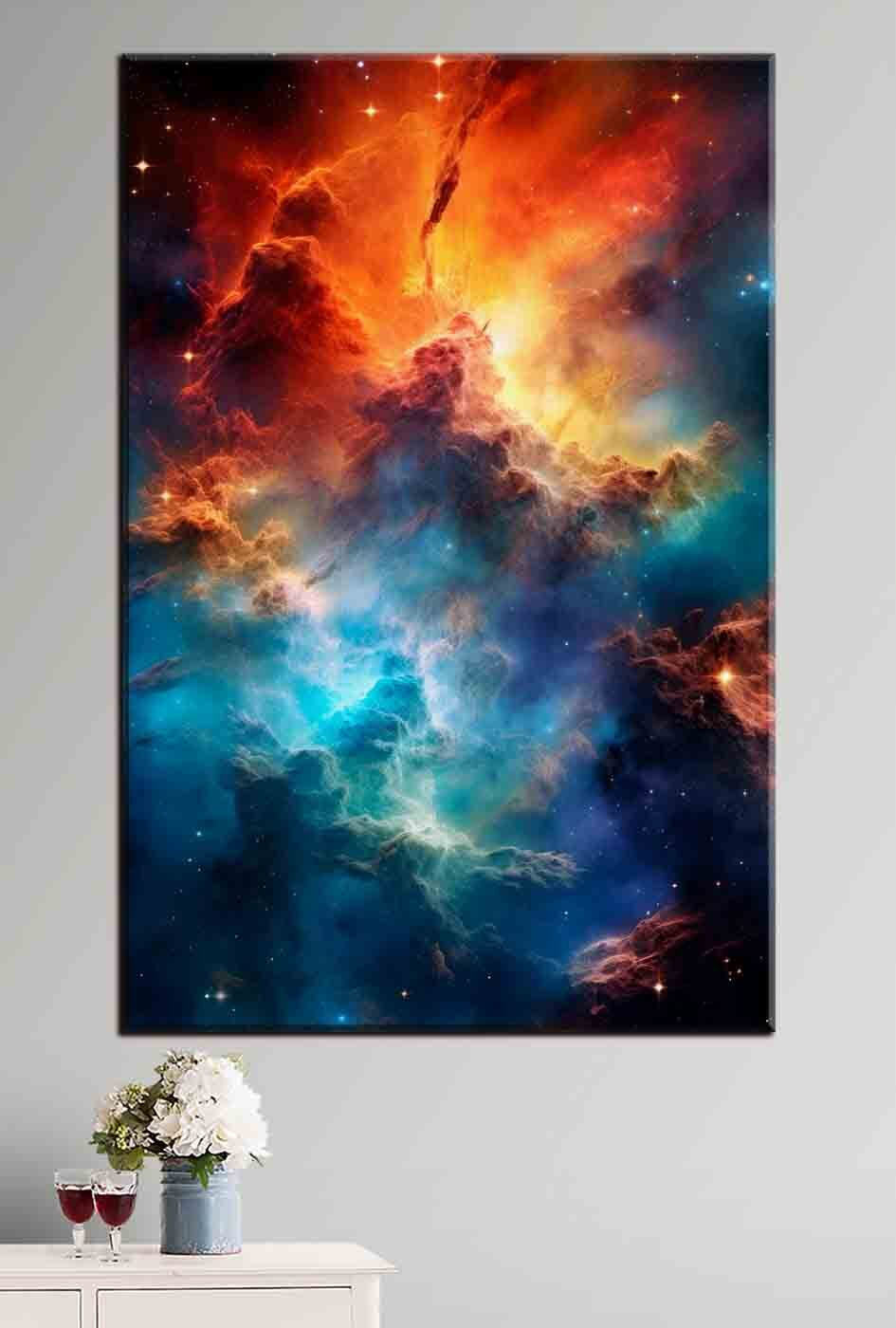 Colorful clouds and stars in space