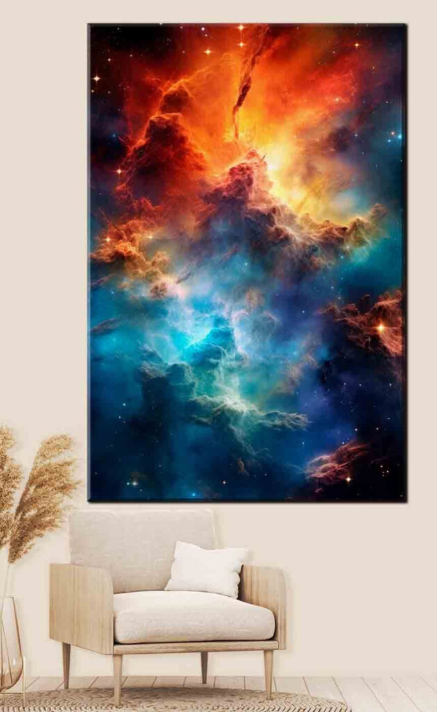 Colorful clouds and stars in space