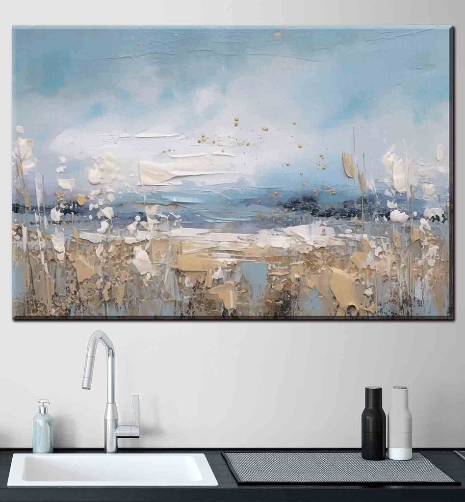 A painting of a beach