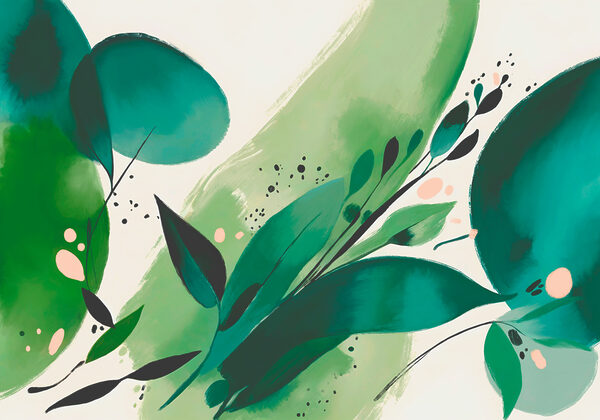 A painting of leaves and branches