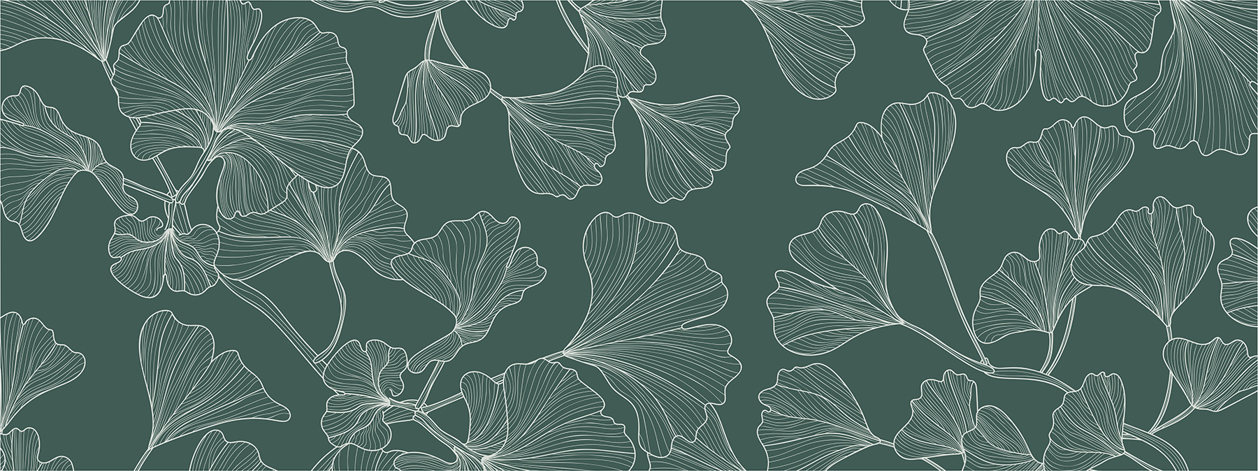A pattern of leaves on a green background