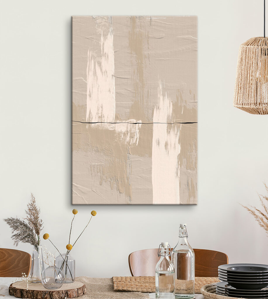 A white and brown paint on a wall A white and brown paint on a wall