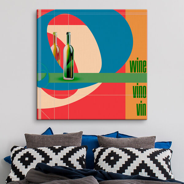 A bottle of wine on a colorful background