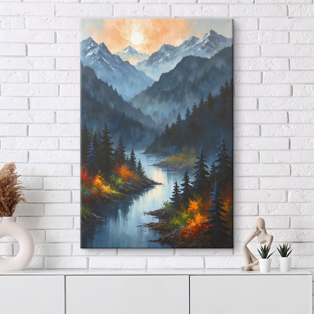 A river running through a mountain valley A river running through a mountain valley