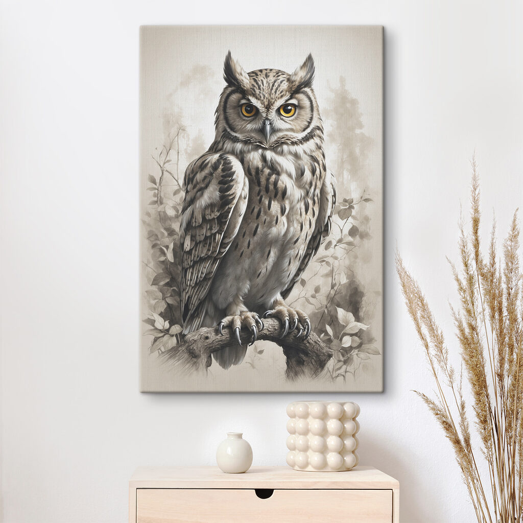 A painting of an owl
