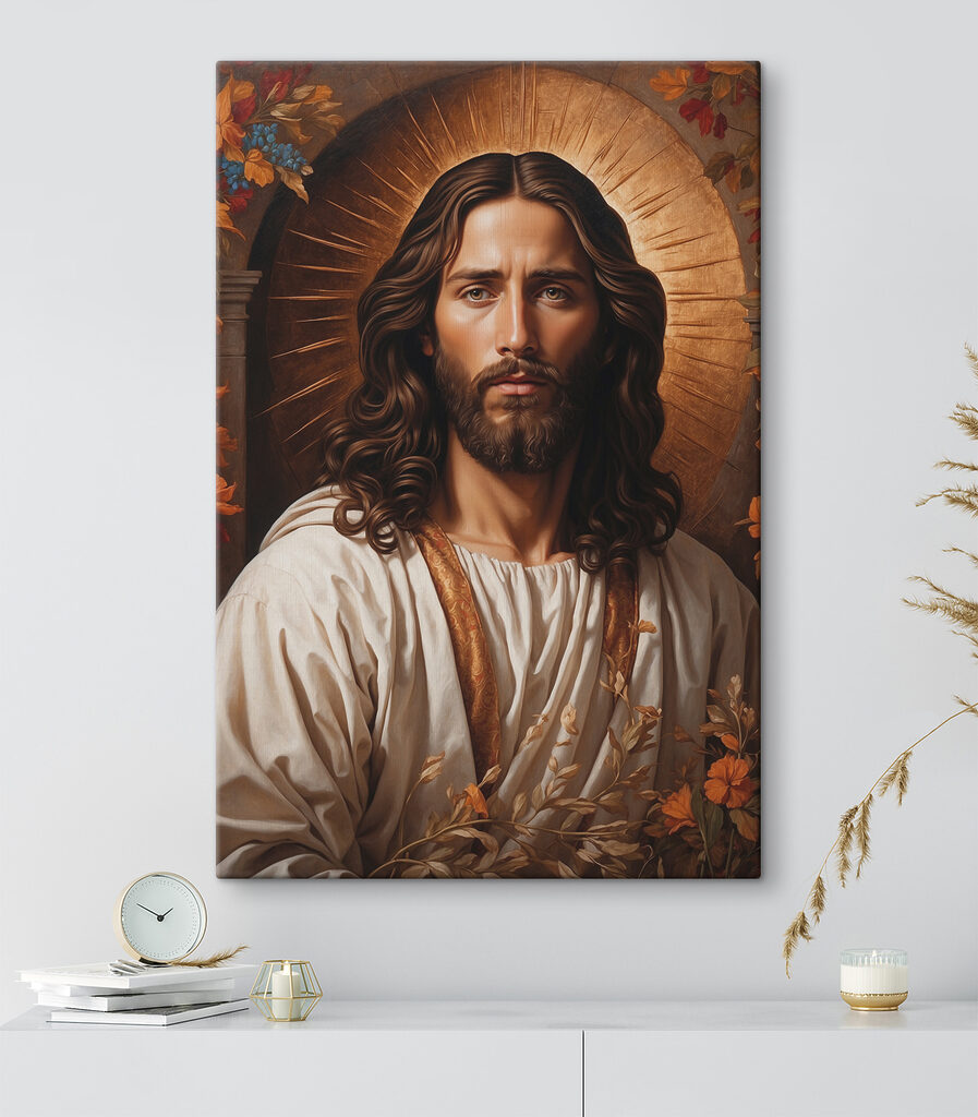 Autumn halo, serene sacred gaze