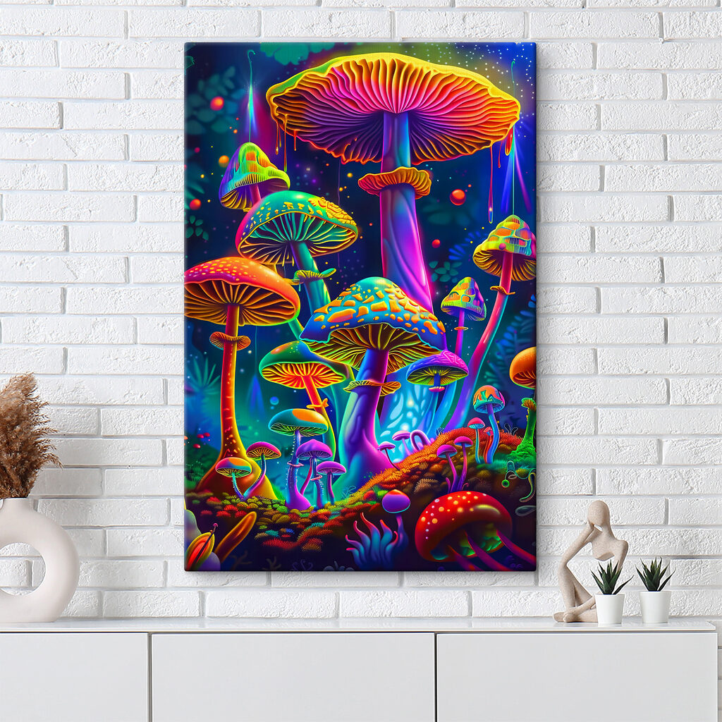 A colorful mushrooms in a forest
