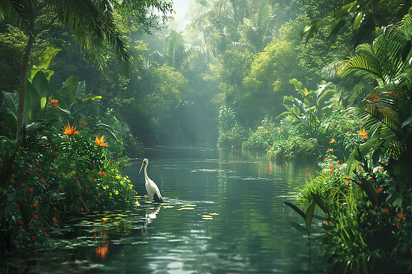 A bird in a river A bird in a river