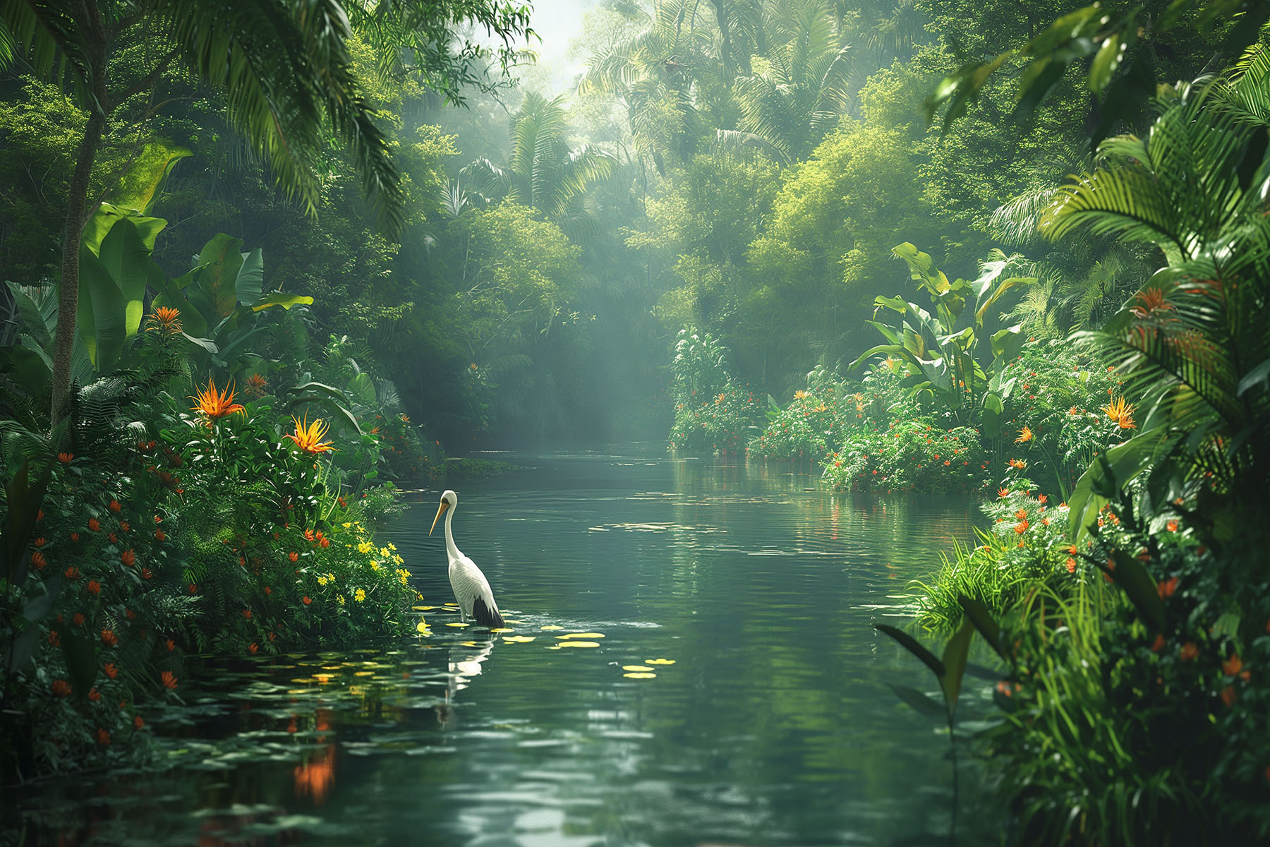 A bird in a river