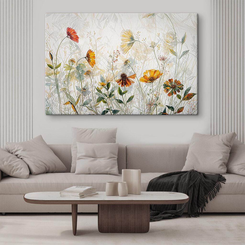 A painting of flowers and leaves A painting of flowers and leaves