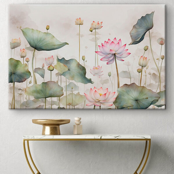 A painting of flowers and leaves A painting of flowers and leaves