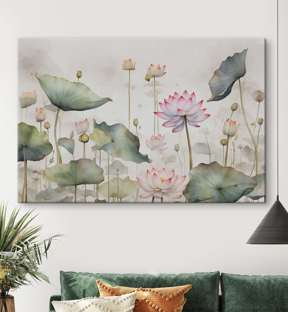 A painting of flowers and leaves