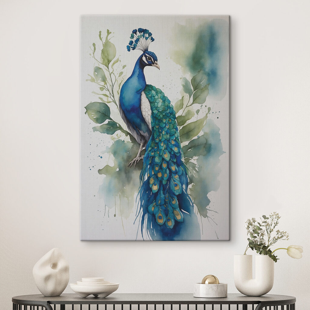 A watercolor of a peacock A watercolor of a peacock