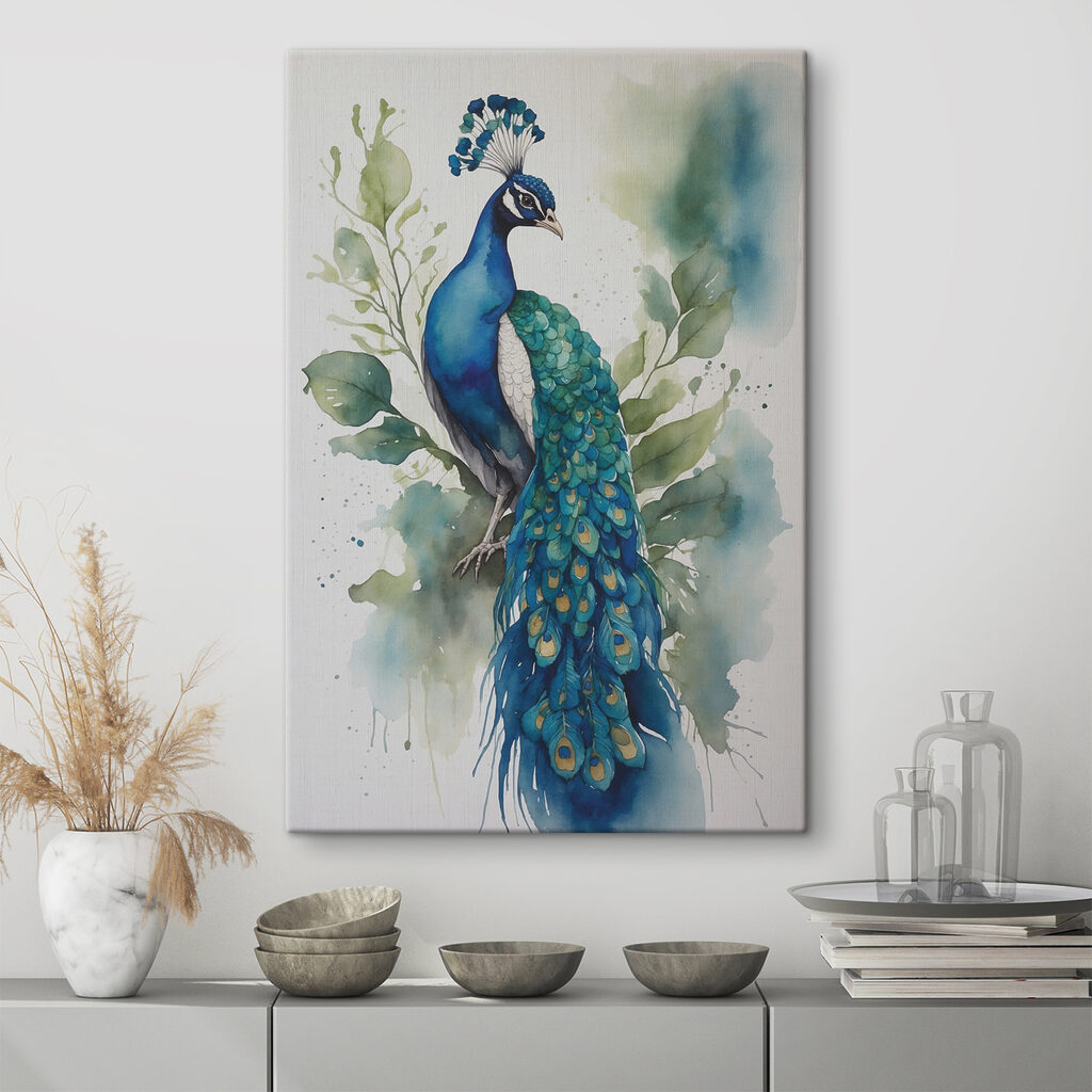 A watercolor of a peacock A watercolor of a peacock