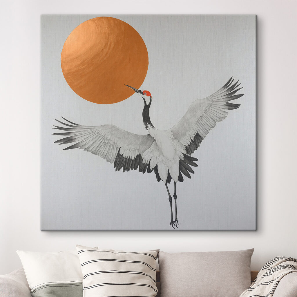Crane dances under radiant sun Crane dances under radiant sun