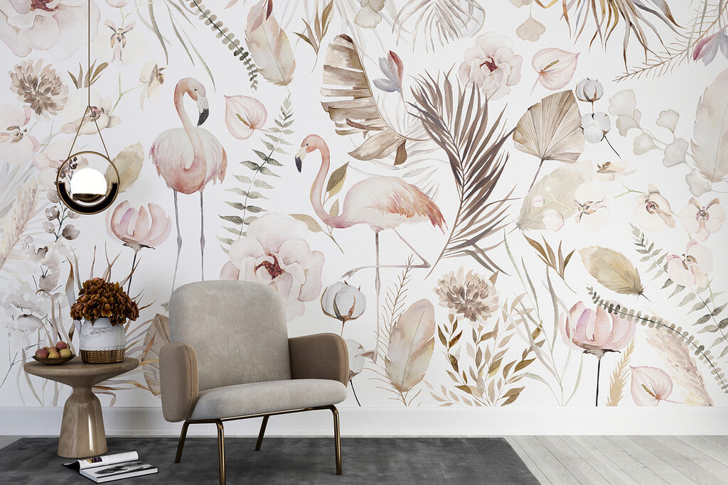 w00507pig4r 1024x683 - Акварельний малюнок фламінго та квітів - tegory