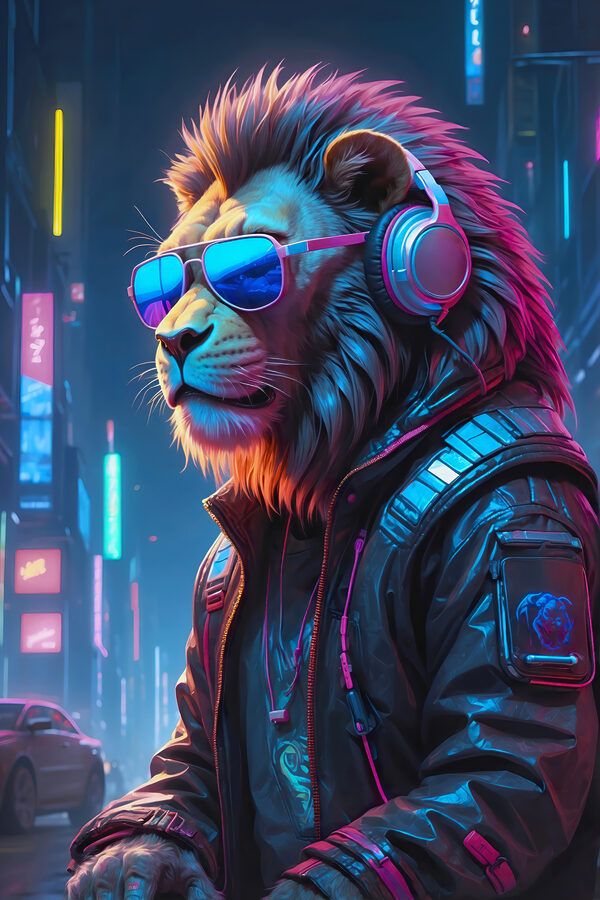 Лев у сонцезахисних окулярах і навушниках s38169p 600x900 - Лев у сонцезахисних окулярах і навушниках - tegory