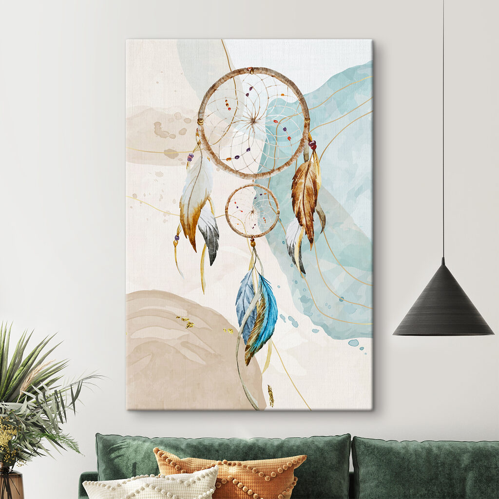 A dream catcher with feathers