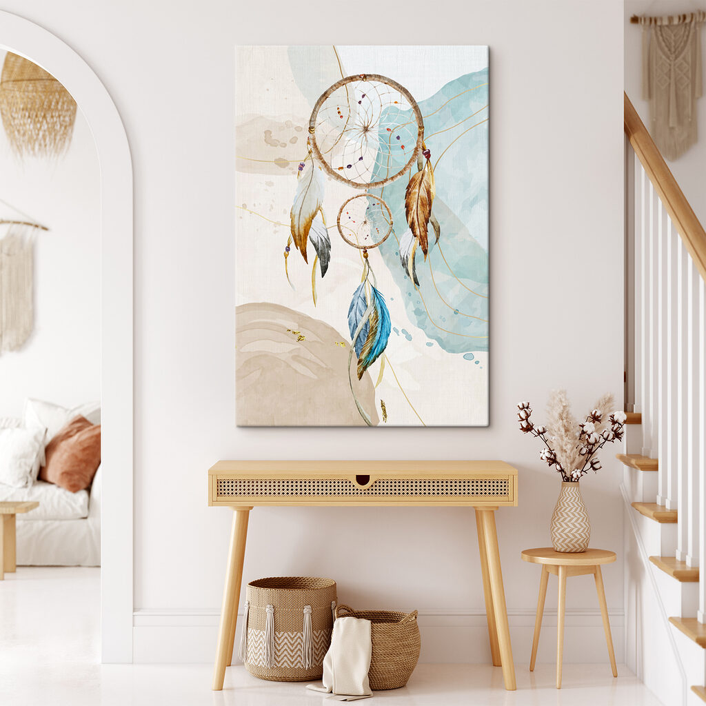 A dream catcher with feathers