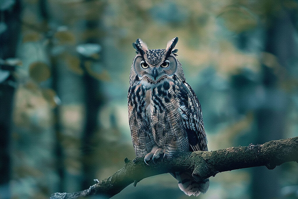 An owl sitting on a branch