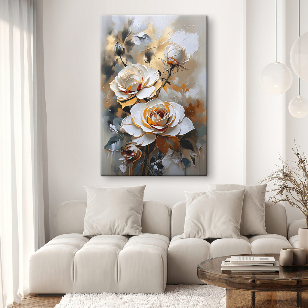 A painting of white roses A painting of white roses