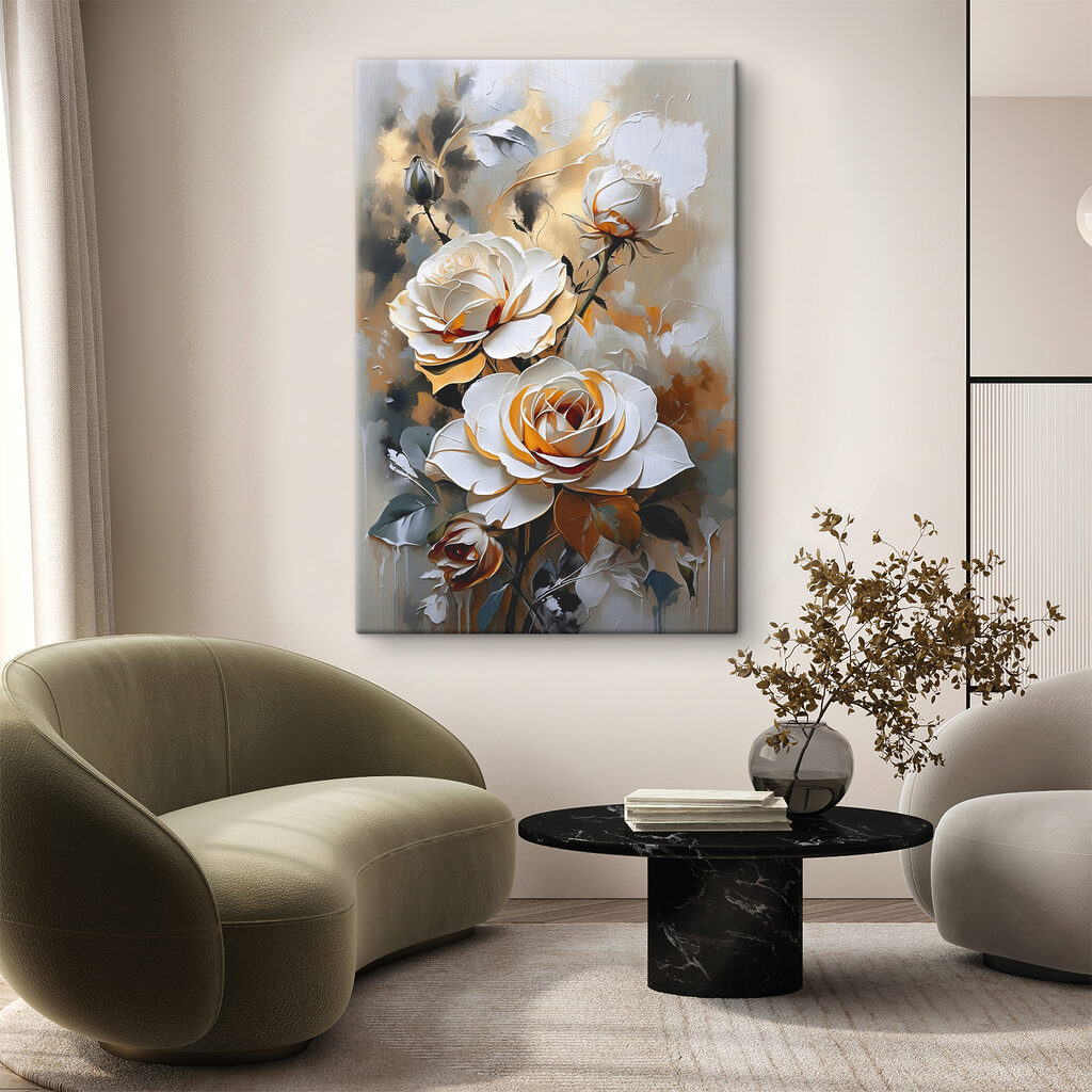 A painting of white roses A painting of white roses