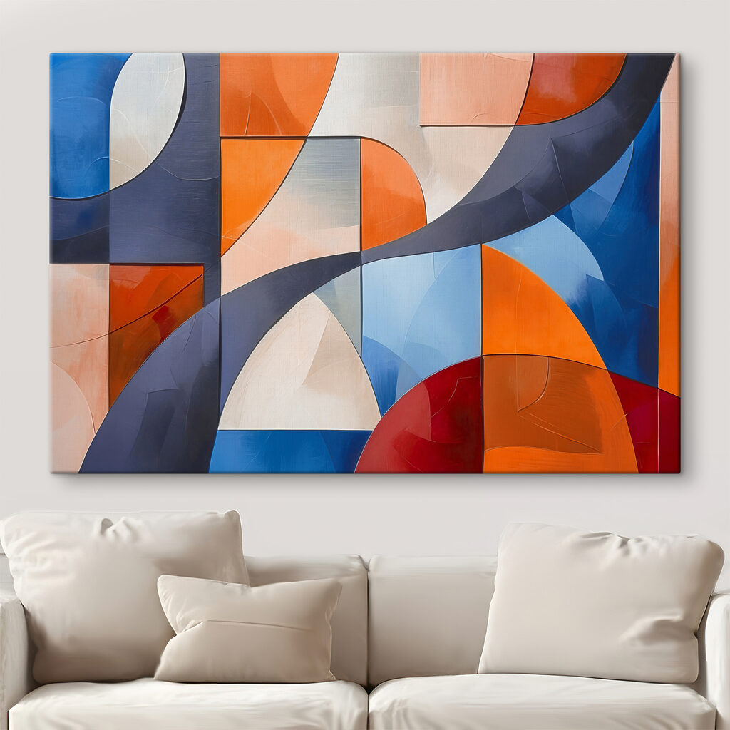 A colorful art piece with curved shapes
