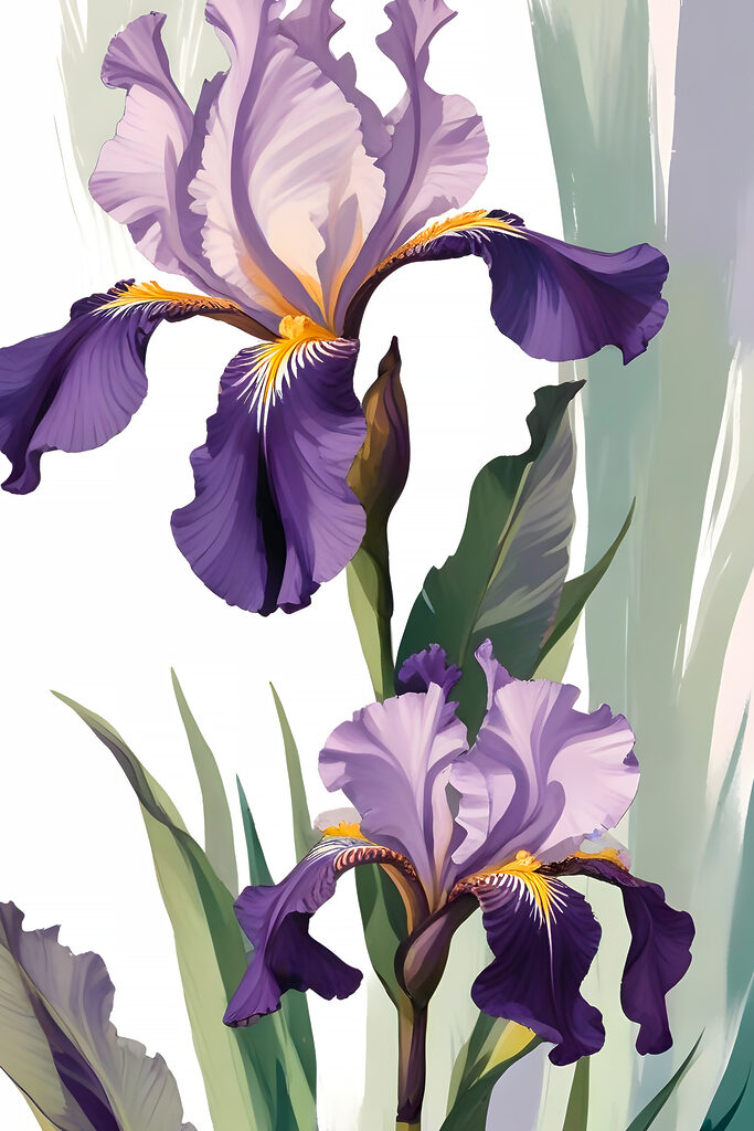 A purple and yellow irises