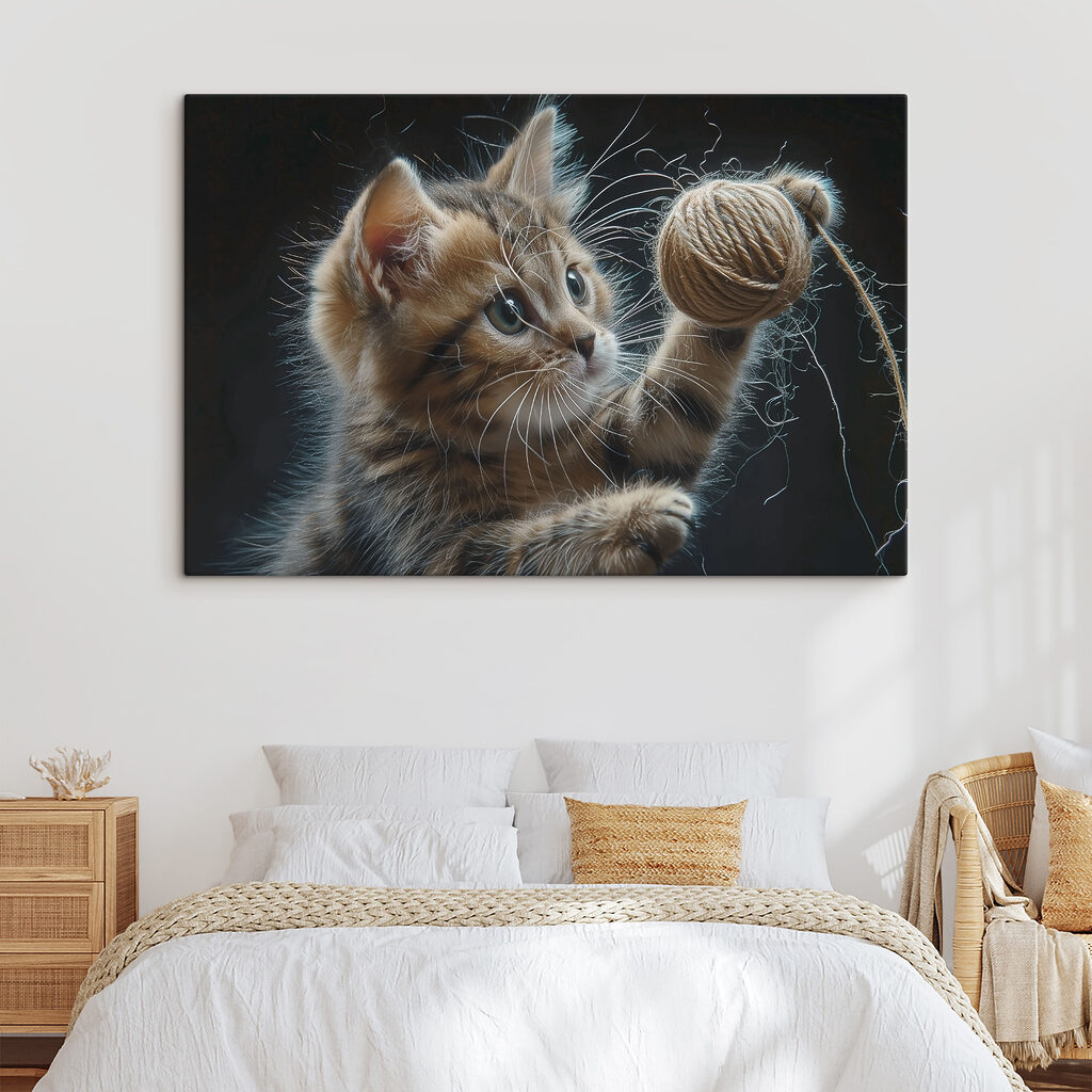 A cat playing with a ball of yarn A cat playing with a ball of yarn