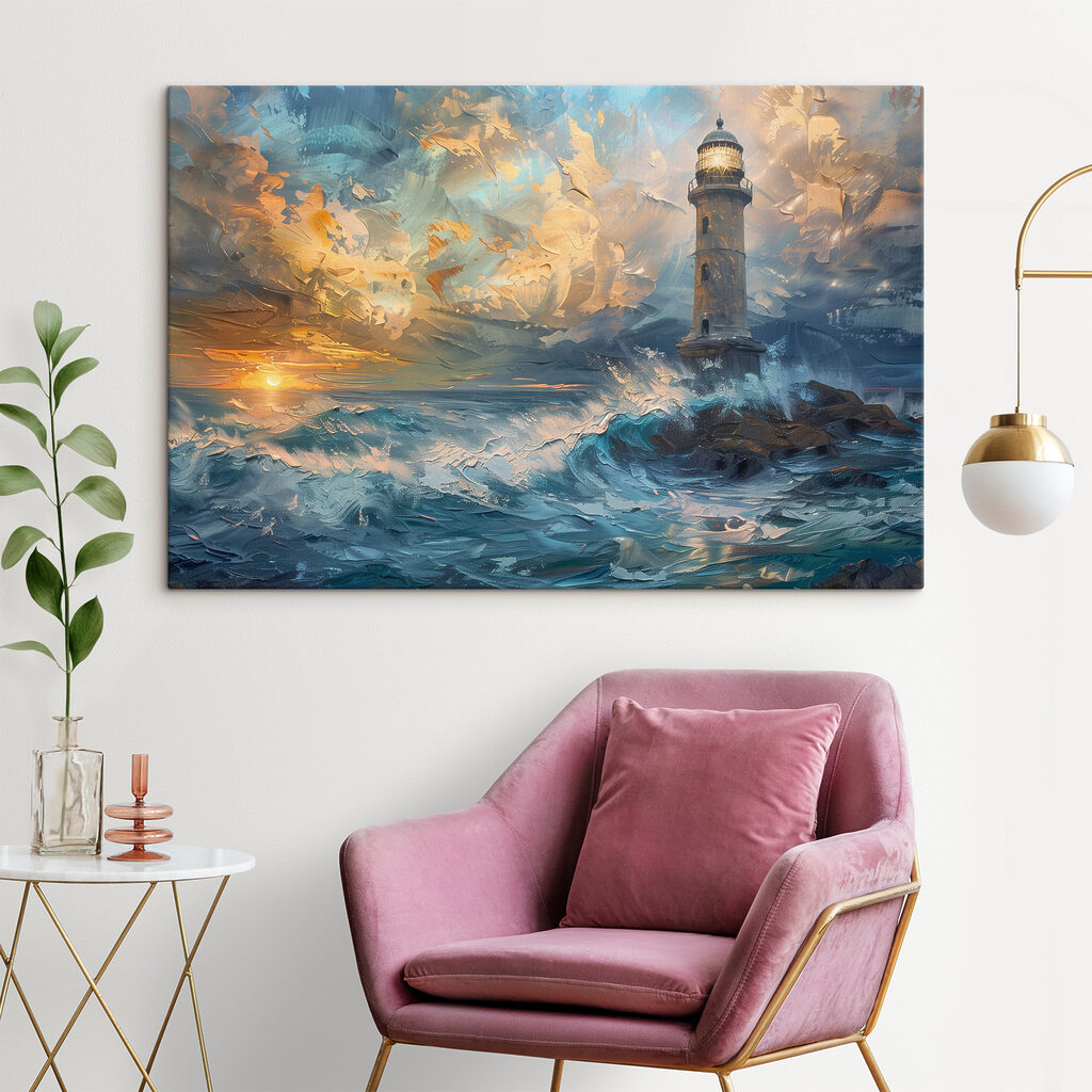 A lighthouse in the ocean