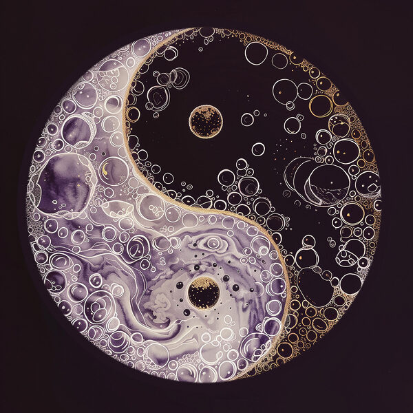 A yin yang symbol with bubbles A yin yang symbol with bubbles