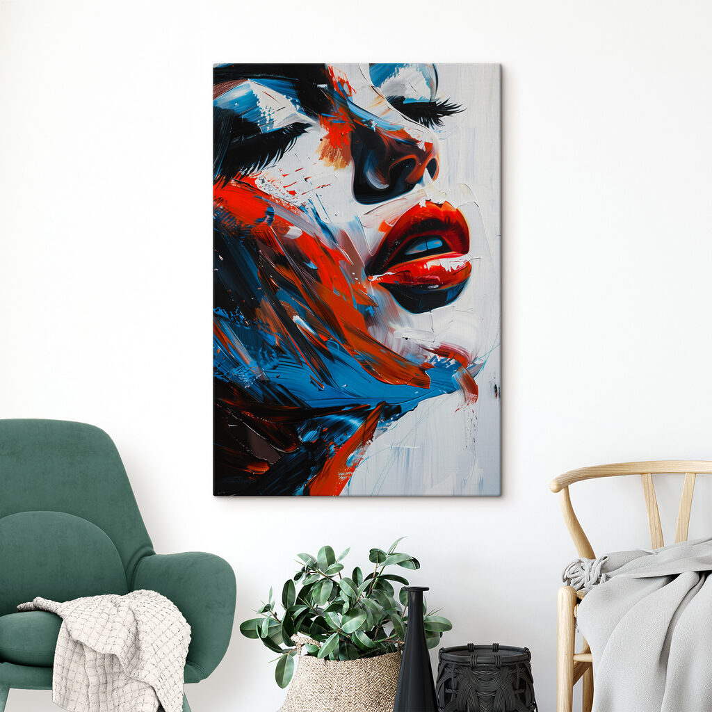 A painting of a woman's face A painting of a woman's face